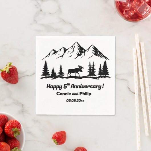 Bergen en eland 5e bruiloft Jubileum Servet (Insitu)