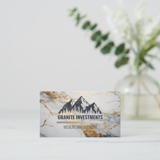 Bergen en Forrest Logo | Goud Wit Marmer Visitekaartje (Staand voorkant)