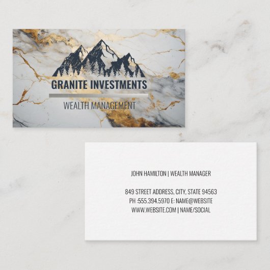 Bergen en Forrest Logo | Goud Wit Marmer Visitekaartje (Voorkant / Achterkant)