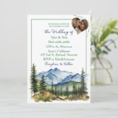  Bergen en Fotosjabloon Wedding Kaart (Staand voorkant)