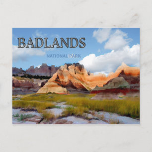 Bergen en hemel in het nationaal park Badlands Briefkaart