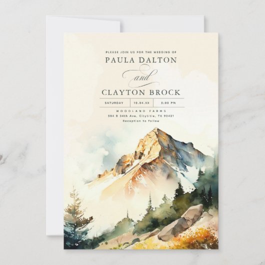 Bergen en Herfst Adembenemend Elegant Wedding Kaart (Voorkant)