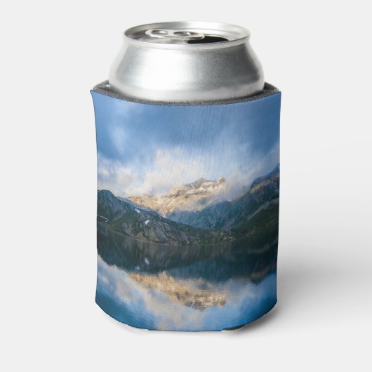 Bergen en het meer Schilderachtig Natuur Foto Blikjeskoeler (Blikje Achterkant)