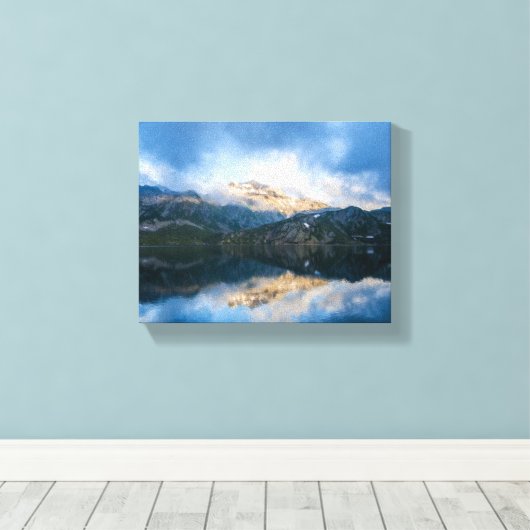 Bergen en het meer Schilderachtig Natuur Foto Canvas Afdruk (Insitu (Houten vloer))