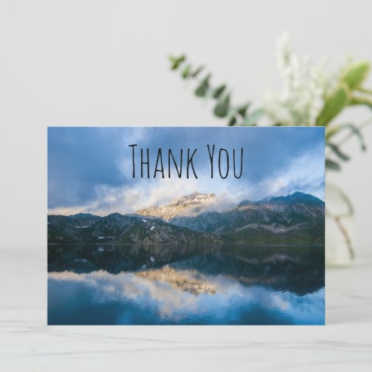 Bergen en het meer Schilderachtig Natuur Foto Dank Bedankkaart (Staand voorkant)