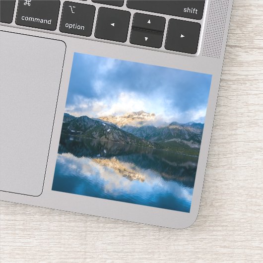Bergen en het meer Schilderachtig Natuur Foto Sticker (Detail)