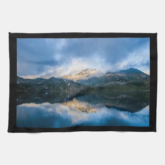 Bergen en het meer Schilderachtig Natuur Foto Theedoek (Horizontaal)
