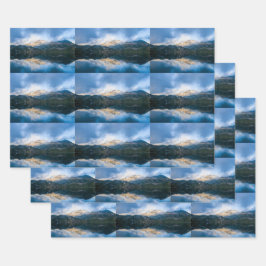 Bergen en het meer Schilderachtig Natuur fotopatro Inpakpapier Vel