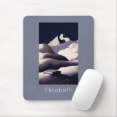 Bergen en heuvels van sneeuw in de winter muismat (Met muis)