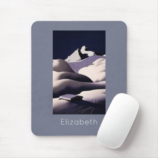 Bergen en heuvels van sneeuw in de winter muismat (Met muis)