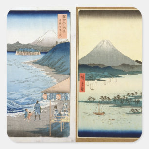 Bergen en kustlijn vierkante sticker