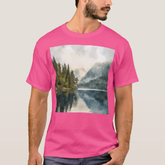 Bergen en Lake Landscape Mountains Wall Art Act T-shirt