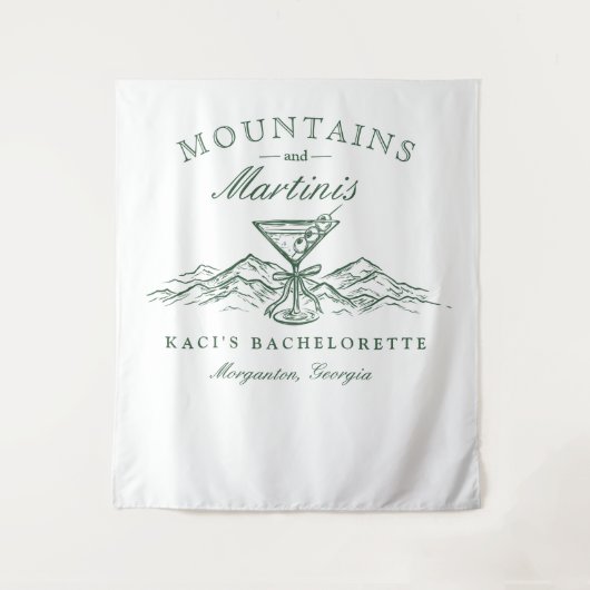 Bergen en Martinis Bachelorette Achtergrond Wandkleed (Voorkant)