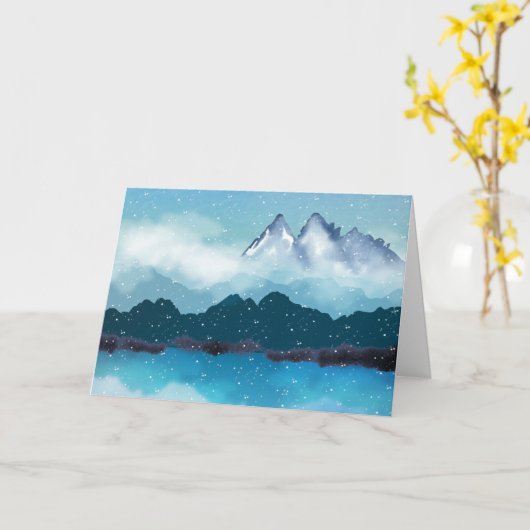 Bergen en meer in sneeuw kaart (Gele Bloem)