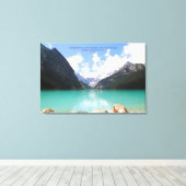 Bergen en meer Landschap Foto Psalm 121 Canvas Afdruk (Insitu (Houten vloer))