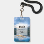 Bergen en meer natuurfoto badge (Voorzijde met lanyard)