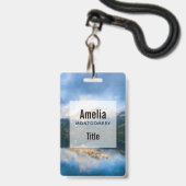 Bergen en meer natuurfoto badge (Achterkant met lanyard)