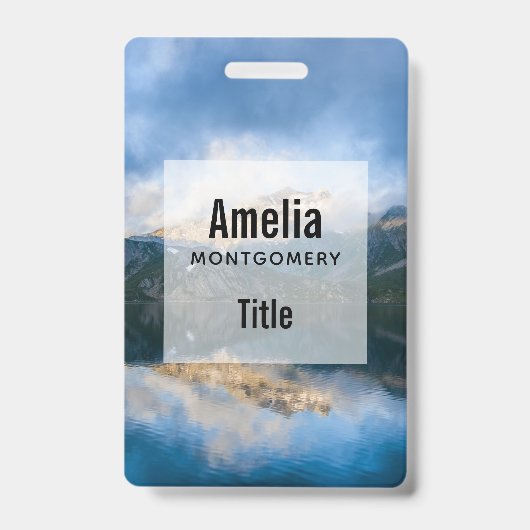 Bergen en meer natuurfoto badge (Voorzijde)