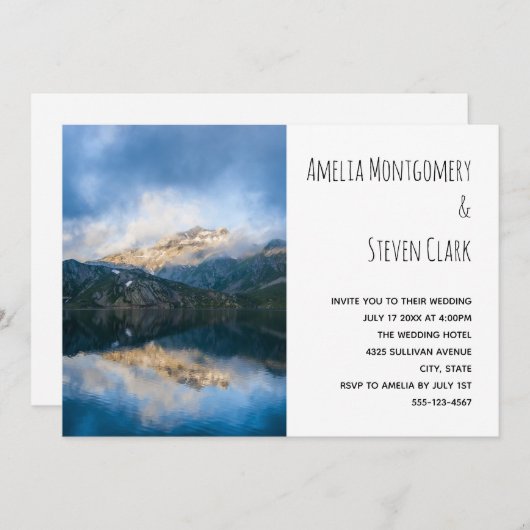 Bergen en meer Schilderachtig Natuur bruiloft Kaart (Voorkant / Achterkant)