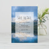 Bergen en meer Schilderachtig Natuur bruiloft Save The Date (Staand voorkant)