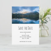 Bergen en meer Schilderachtig Natuur bruiloft Save The Date (Staand voorkant)