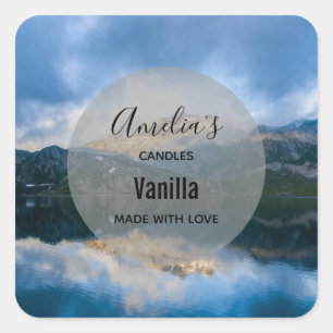Bergen en meer Schilderachtig Natuur - Candle Busi Vierkante Sticker