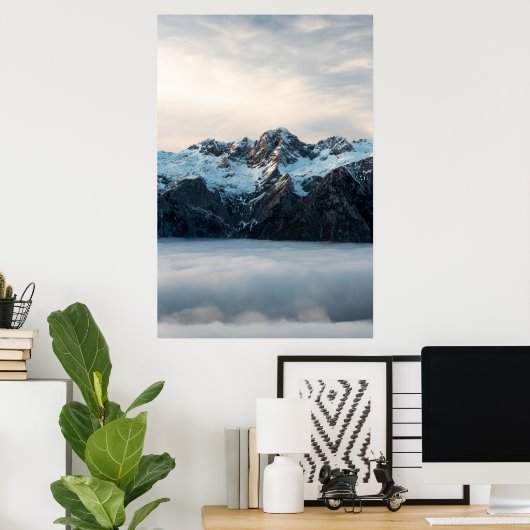 Bergen en mist poster (Thuiskantoor)