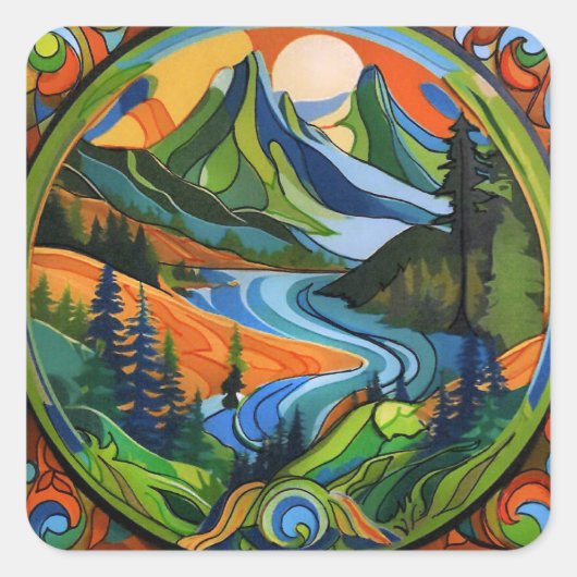 Bergen en outdoor Sticker (Voorkant)