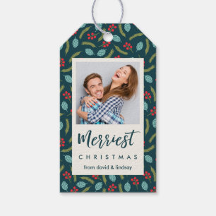 Bergen en Pine Holiday Foto Gift Labels Cadeaulabel