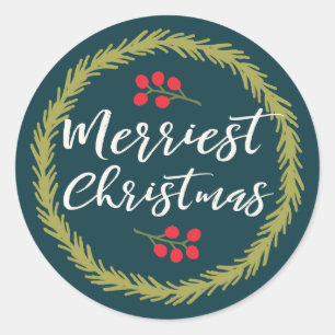 Bergen en pine Merriest met kerstmis Ronde Sticker