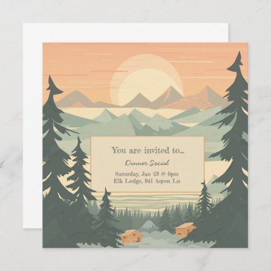 Bergen en Pinetree  Uitnodiging (Voorkant / Achterkant)