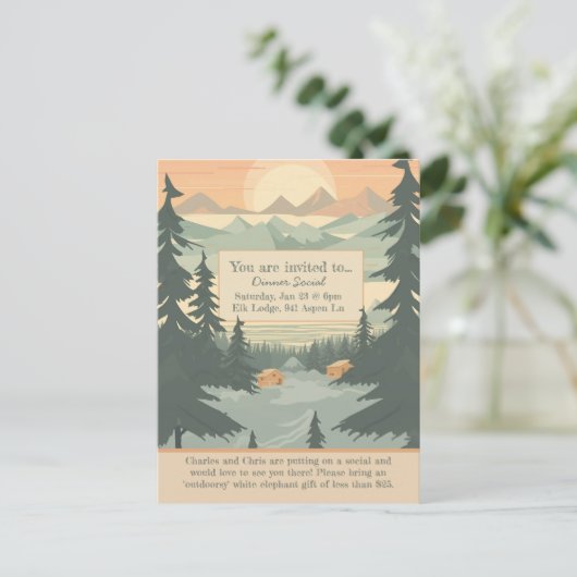 Bergen en Pinetree  Uitnodiging (Staand voorkant)