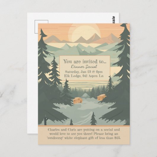 Bergen en Pinetree  Uitnodiging (Voorkant / Achterkant)