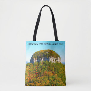 Bergen en reusachtige bomen tote bag