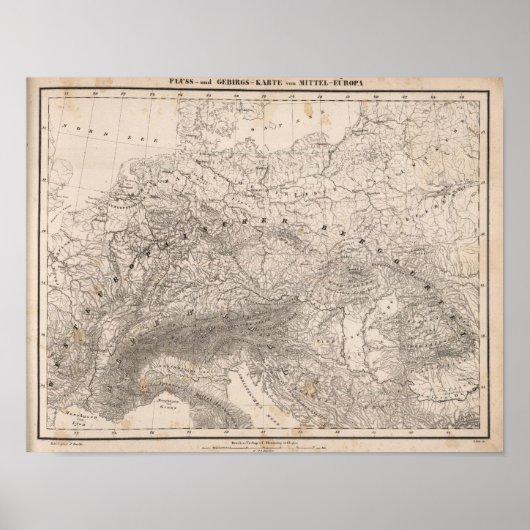 Bergen en rivieren in Europa Poster (Voorkant)