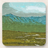 Bergen en rivieren van de Abstracte Denali Bier Onderzetter (Voorkant)