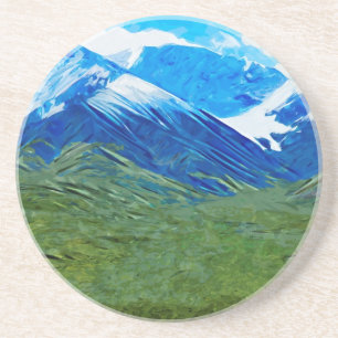 Bergen en Sky op Denali Alaska Abstract Zandsteen Onderzetter