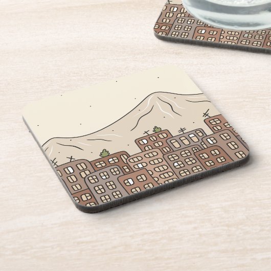 Bergen en stad bier onderzetter (Linkerzijde)