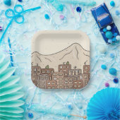 Bergen en stad papieren bordje (Feest)