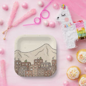 Bergen en stad papieren bordje (Feest)