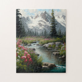Bergen en Stream Jigzaag Puzzle Legpuzzel