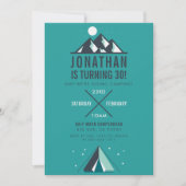 Bergen en Tipi | Modern Camping Birthday Party Kaart (Voorkant)