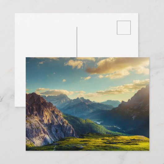 Bergen en Valley op Sunset Briefkaart (Voorkant / Achterkant)