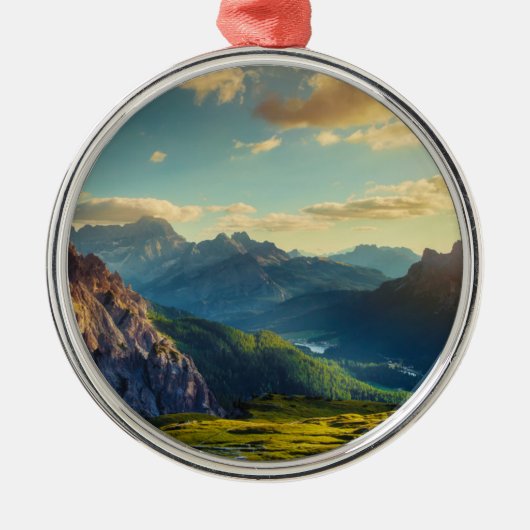 Bergen en Valley op Sunset Metalen Ornament (Voorkant)