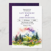 Bergen en Wildbloemen Landschap Bruiloft Invita Kaart (Voorkant / Achterkant)