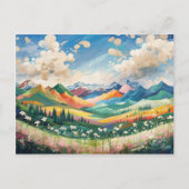 Bergen en wilde bloemen Kleurrijke kunstschilderku Briefkaart (Voorkant)
