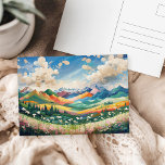 Bergen en wilde bloemen Kleurrijke kunstschilderku Briefkaart<br><div class="desc">Bergen en wilde bloemen kleurrijke kunst schilderen Briefkaart.</div>