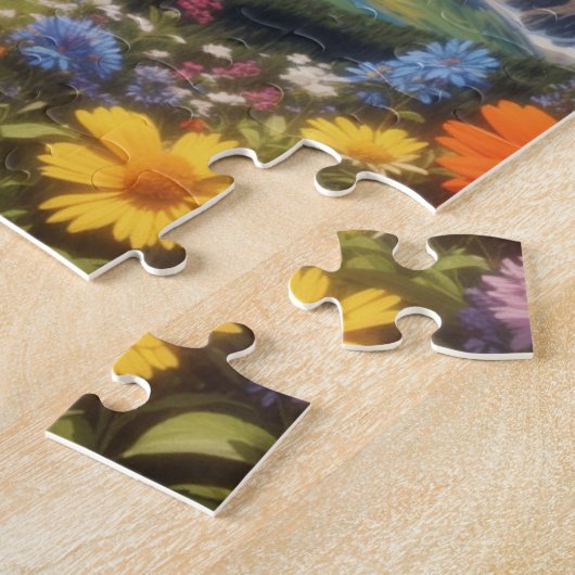 Bergen en wilde bloemen legpuzzel (Zijkant)
