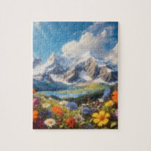Bergen en wilde bloemen