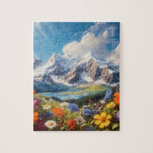 Bergen en wilde bloemen legpuzzel (Verticaal)